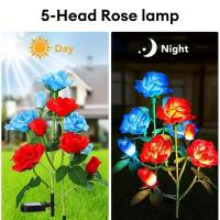 Lámparas Solares De Jardín Con Forma De Rosa 5 Cabezas Decorativas Para Patio Y Yarda Iluminación Exterior LED De Batería Recargable - details 3