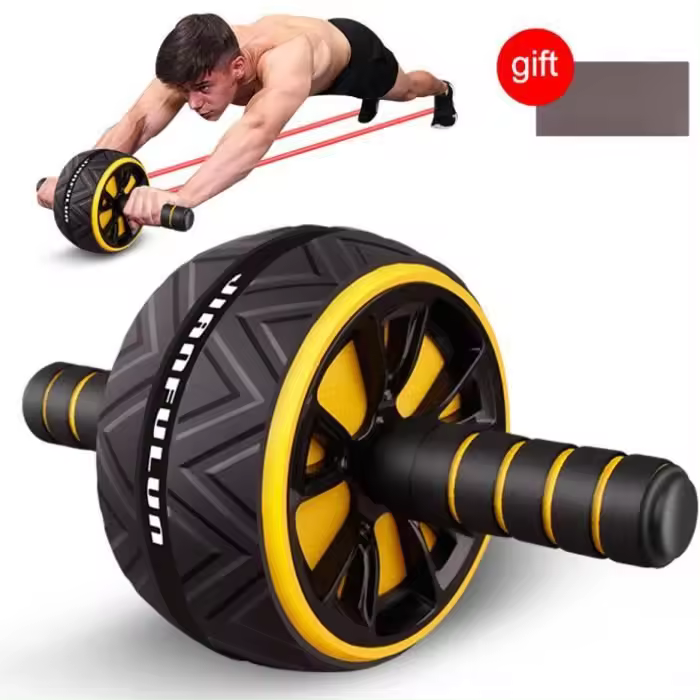 Rueda abdominal, rueda de rodillo para abdominales, rueda de ejercicio abdominal, rueda de fitness para culturismo, equipo deportivo para el hogar, amarillo - 1