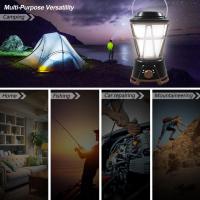 Lampara de Camping 1000 Lumenes,con Pila o Recargable por USB, Regulable, Farol de Camping Luz Blanca o con Efecto de Hoguera, IP65 Impermeable Accesorios de Camping Portatil Para La Tienda Senderismo Pesca Emergencia - details 0