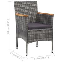 vidaXL Sillas de comedor de jardín 2 unidades ratán sintético gris - details 6
