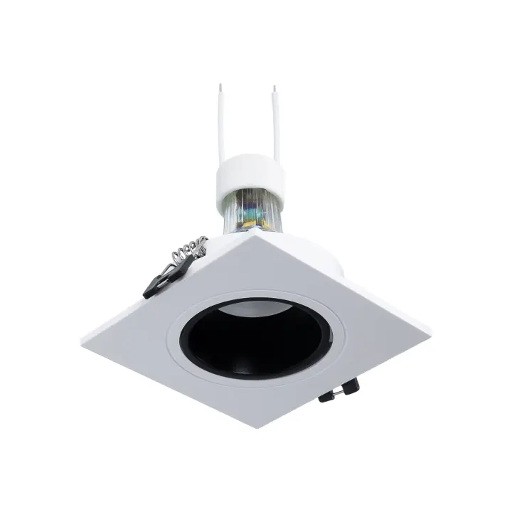 Barcelona LED KIT Aro downlight cuadrado 93x93mm (negro/blanco) + Bombilla GU10 5,4W + Portalámparas - 1