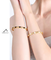 Encanto Pulsera de amor con aceite de gota de agua de circón de cristal, personalidad de alta gama, moda de nicho, temperamento simple, acero de titanio chapado en oro de 18 quilates - details 7