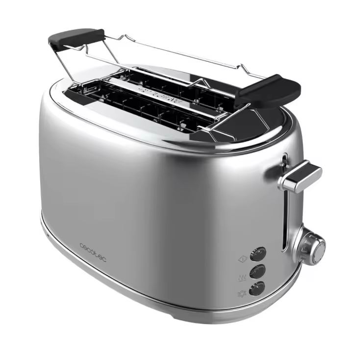Toast&Taste 1000 Retro Double Inox Tostadora de acero con 2 ranuras anchas cortas y con capacidad para 2 tostadas. - 1