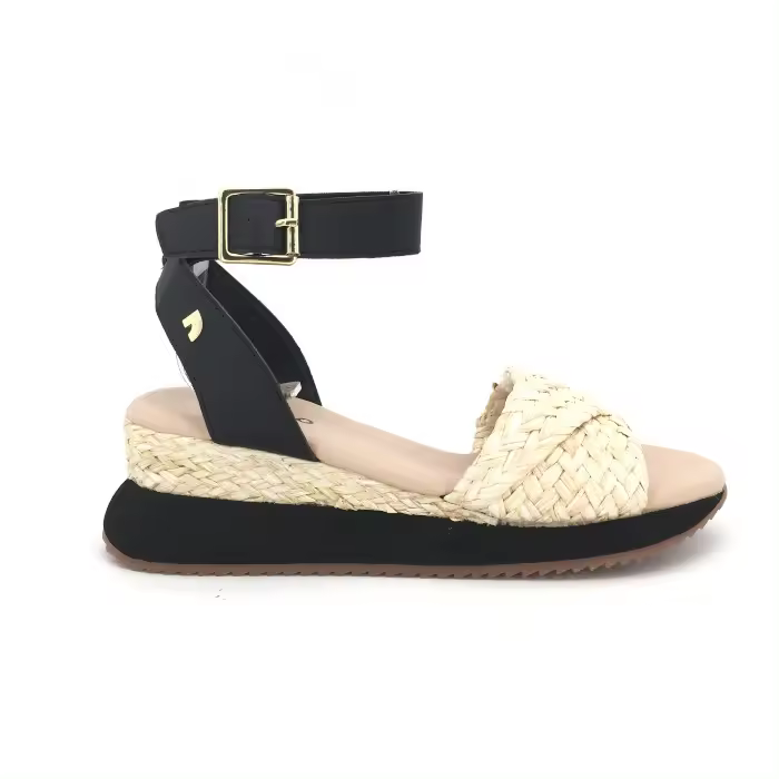 Sandalia de Gioseppo para mujer, mod.71059, Sandalia de cuña con hebilla regulable y tira de cáñamo - 1