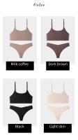 Sujetador sin aro y conjunto de ropa interior para mujer - Top tirantes transpirable, reductor de apariencia para bustos grandes, con efecto push-up, sexy y sin costuras. - details 14