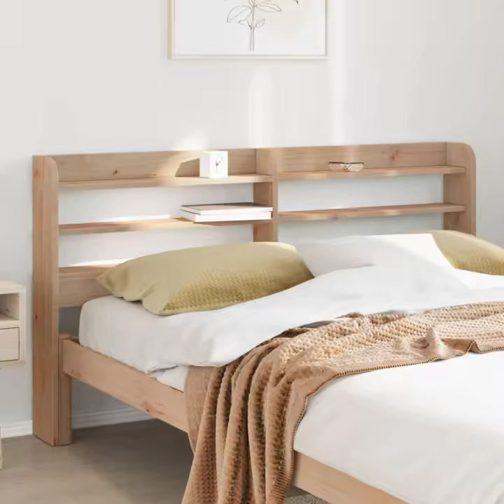 Cabecero de cama con estantes madera maciza de pino 120 cm - 1