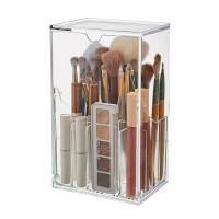 Porta-Pinceles De Acrílico Organizador De Cosméticos Con Slots Ajustables Para Escritorio Y Vanidad Caja De Almacenamiento Con Tapa De Inclinación - details 0
