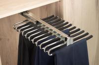 AZERODESIGN - Pantalonero Doble Antideslizante - Organizador para Ropa Extraíble - Profundidad 47 cm, Ancho 35 cm, Altura 10 cm - 11 Perchas - Colgador de Ropa de Extracción Total - Fácil Instalación - details 1