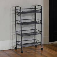 ORION91 Carrito Multiusos Ruedas Verdulero Color Negro 4 Estantes Cocina 85 x 44 cm -SpazioLuzio - details 2