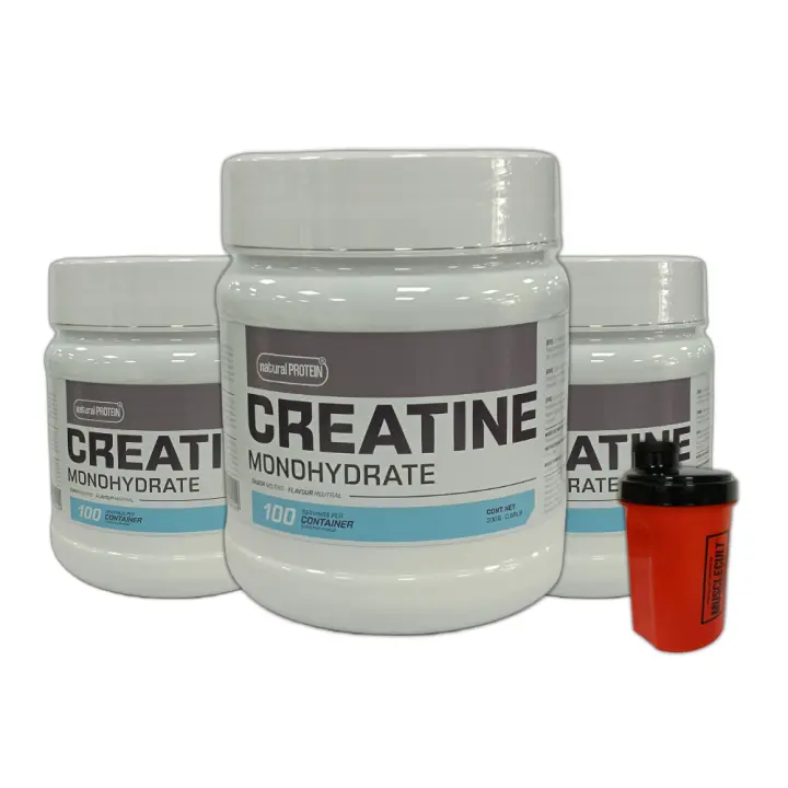 Pack 3 x Creatina Monohidrato 300g - Natural Protein│MUSCLECULT│Más músculos - 1