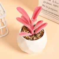 Plantas Artificiales De Suculentas Rosadas Con Maceta Para Decoración De Jardín Y Hogar Fake Bonsai Flor Accesorios De Planta - details 4