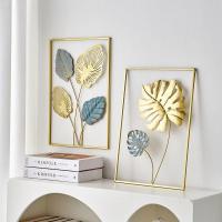 Decoración de pared nórdica para el hogar, colgante de pared de macramé, Metal redondo dorado, hoja de Ginkgo, pegatinas de pared, decoración decorativa de repisas de pared - details 3
