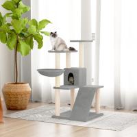 vidaXL Rascador para gatos con postes de sisal 94 cm torre para gatos Color Crema,  Gris claro, y mas - details 1