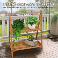 EasySpeed Estantería Madera Natural 2 Niveles, Estantería Portátil  Multiusos, Organización Baño, Casa, Ideal Zapatero o Plantas 32x46x22 cm - details 3