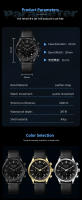 Reloj De Pulsera Masculino Negro 2024 Moda Multifuncional Con Dial De Timing Movimiento De Cuarzo Simulado Reloj Casual Plata Resistente Al Agua Y Shock - details 8