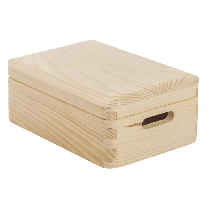 Caja de almacenaje de madera maciza de pino con tapa 9x20x15cm - 1