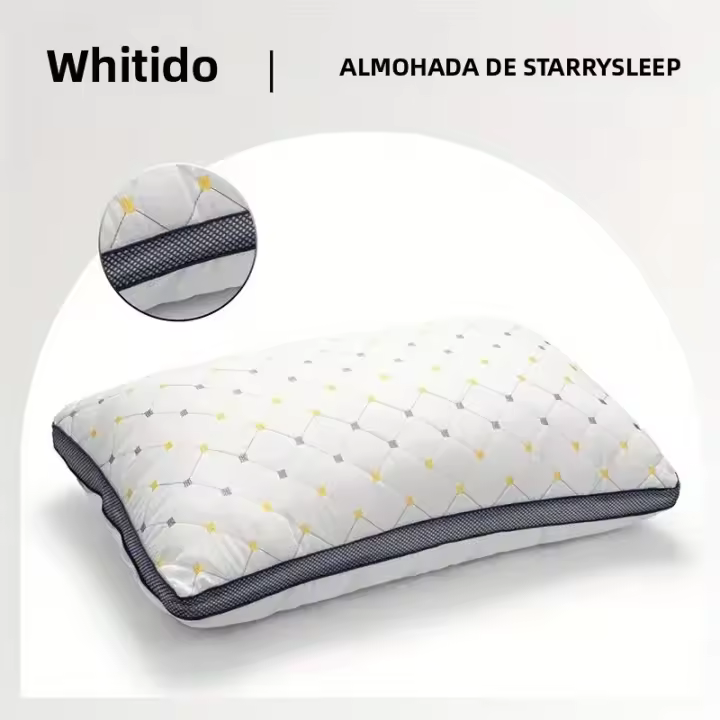 Almohada De Fibra De Poliéster 100% Con Bordado De Estrellas Para Protección Del Cuello Recuperación Rápida No Se Deforma Ni Colapsa - 1