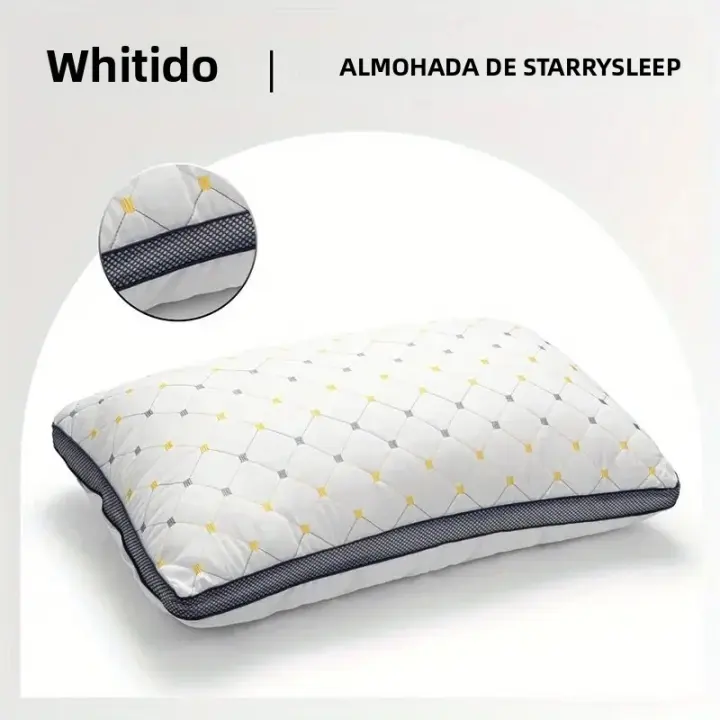 Almohada De Fibra De Poliéster 100% Con Bordado De Estrellas Para Protección Del Cuello Recuperación Rápida No Se Deforma Ni Colapsa - 1