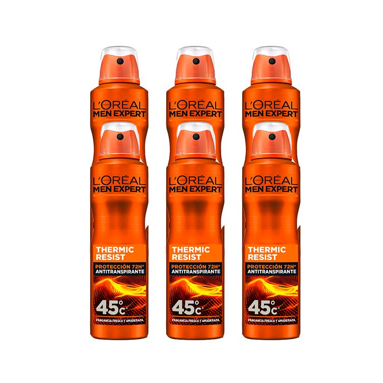 L'Oréal Paris | Men Expert, 6 unidades de Desodorantes Thermic Resist, Protección hasta 72h.