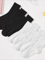 10 Pares De Calcetines De Medio Tamaño Para Mujer En Colores Negro Y Blanco Absorbentes De Sudor Moda Fácil De Combinar Y Cómodos - details 2