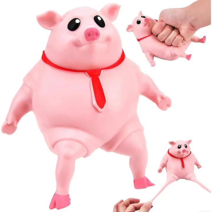 Pelota de cerdo para apretar (15 x 15 cm), antiestrés, sensorial y divertida, con forma de cerdo rosa. - 1