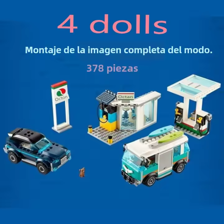 Estación De Servicio De Vehículos De La Serie Ciudad Bloques Educativos De Construcción Pequeña Para Niños Juguetes De Coche Regalos Para Niños De Edad 6-12 - 1