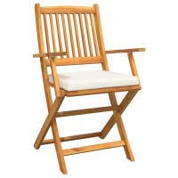 Sillas de jardín plegables vidaXL con cojín blanco 2pcs de madera de acacia maciza - details 2