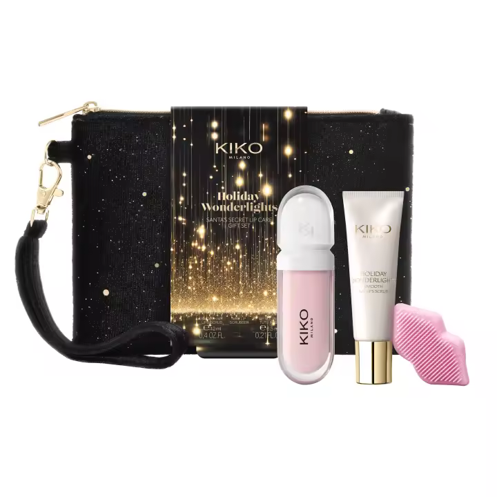 KIKO Milano Holiday Wonderlights Santa’S Secret Lip Care Gift, Kit de regalo de cuidado de labios: exfoliante labial, aplicador y crema labial perfeccionadora - 1