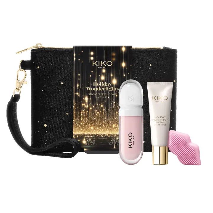 KIKO Milano Holiday Wonderlights Santa’S Secret Lip Care Gift, Kit de regalo de cuidado de labios: exfoliante labial, aplicador y crema labial perfeccionadora - 1
