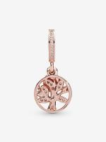 Rosa de 14 K Pandora - Charm Colgante de árbol Genealógico brillantemente-Baño de Oro - details 0