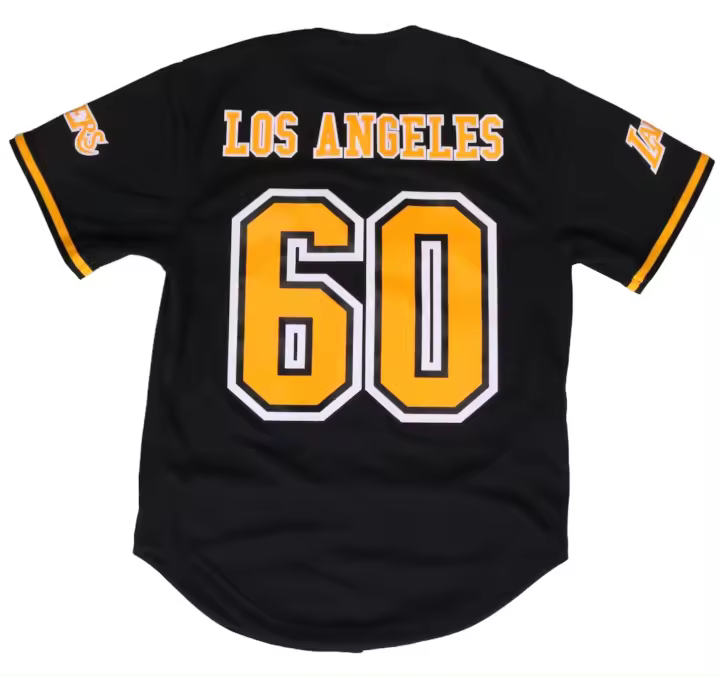 Camiseta Beisbolera Mitchell & Ness Los Angeles Lakers Mesh Button Up Black - 1