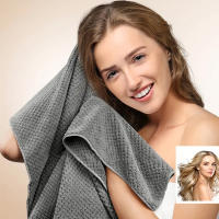 Toalla De Pelo De Microfibra Extra Grande Con Cinta Elástica Secado Rápido Ultra Absorbente Suave Turban Para El Cabello - details 3
