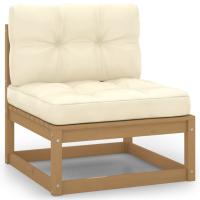vidaXL Set de muebles de jardín 2 pzas con cojines madera pino Natural, Blanco, Gris Conjunto Terraza Muebles Jardín Exterior Juego de Muebles de jardín Mueble Jardín Exterior Muebles de Salon Exterior - details 4