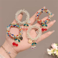 Diadema Elástica De Cuentas De Cristal Colorido Con Borlas Para El Cabello Accesorio De Moda Para Mujer Uso Dual Como Pulsera Y Diadema Decorativa Para Fiestas - details 1