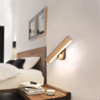 Lámpara De Pared De Madera Rotativa Para Decoración Nórdica conInterruptor Luz LED Moderna Para Dormitorio Sala De Estar Estudio Material Madera Y Metal - details 1