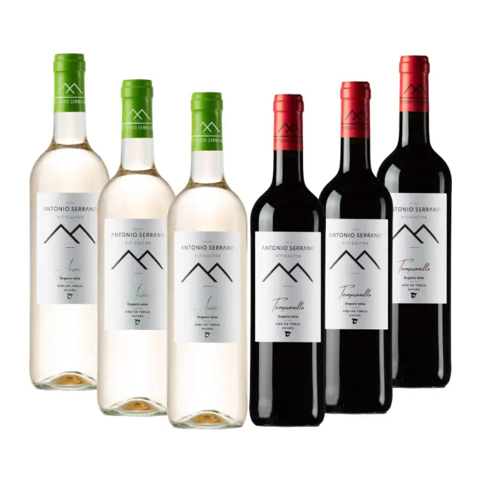 Antonio Serrano Viticultor Airen y Tempranillo joven, Pack de 6 - Vino de Pueblo, Altitud, Elaborado en Tinajas Centenarias - 1
