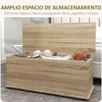 HOMCOM Baúl de Almacenaje, Banco de Almacenaje con Bisagra de Seguridad, Estilo Moderno, para Pasillo, Dormitorio, Salón, 100x40x40 cm, Roble - details 3