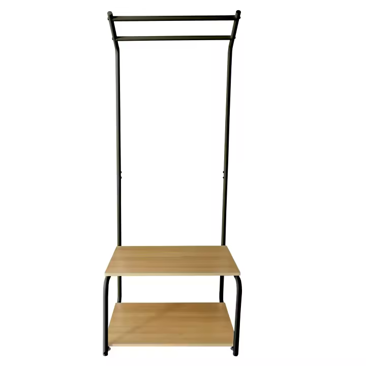 Recibidor Perchero Metalico de Entrada Nyana Home 2 Baldas 2 Barras Superiores Blanco - 1