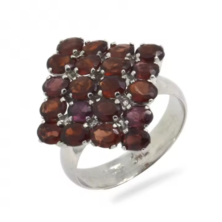 Garnet & 925 Sterling Silver Ring Raíz Inicio Anillos de Granate Productos Joyería Anillos - 1