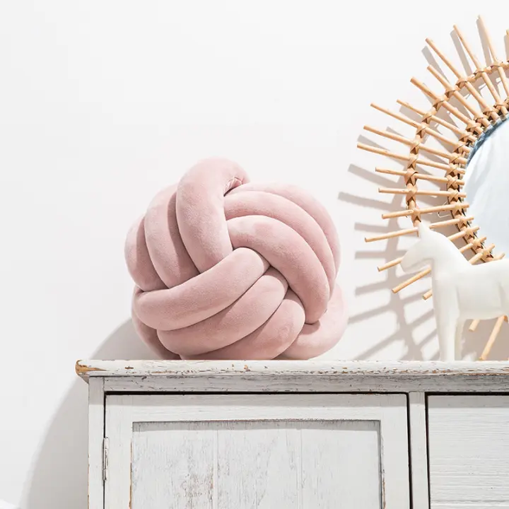 Cojín Decorativo De Velours Blanco Grande Hecho a Mano Con Nudo Moderno Y Cómodo Para Sofa Y Decoración De Navidad - 1