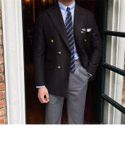 Chaqueta Británica Diaria Para Hombre Chaqueta De Encaje Slim De Color Sólido Moda Casual Doble Botón Tendencia - details 5