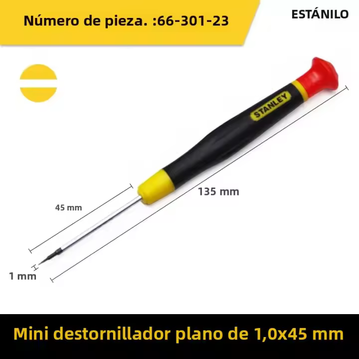 Destornillador Eléctrico Mini Stanley 1-Piece Precisión Mini Para Reparación Herramienta De Destornillado S2 Acero Cabezas De Destornillo De Tamaño Diferente Con Mango Magnético - 1