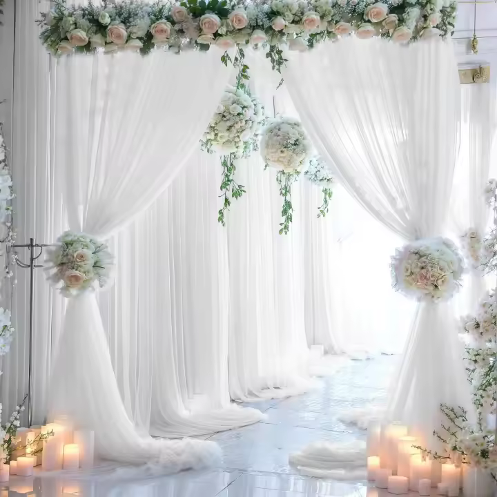 Cortinas De Boda Elegantes Y Nobles (150x300cm) Hexagonales Para Decoración De Eventos Y Fiestas Material De Poliéster Translúcido - 1