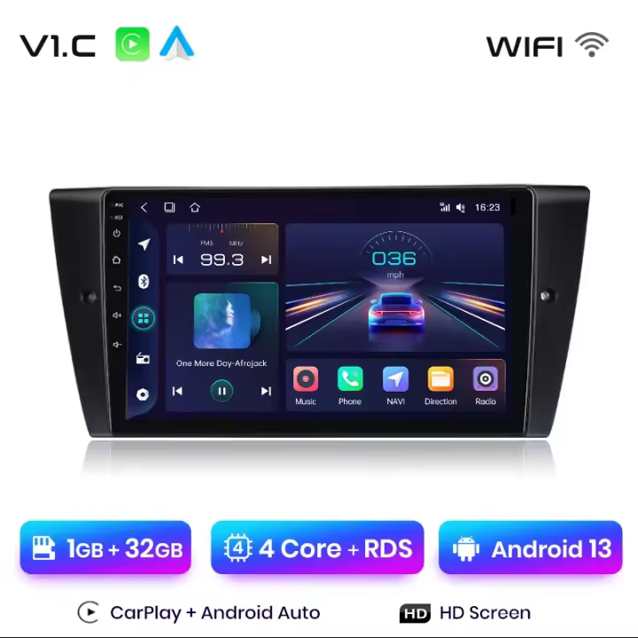 Junsun Android 13 Radio para BMW 3-Series E90 E91 E92 E93 de Coche con Chip Qualcomm de 8 Núcle de Coche con Chip Qualcomm de 8 Núcleos CarPlay Inalámbrico Autorradio Estéreo Pantalla HD Multimedia - 1