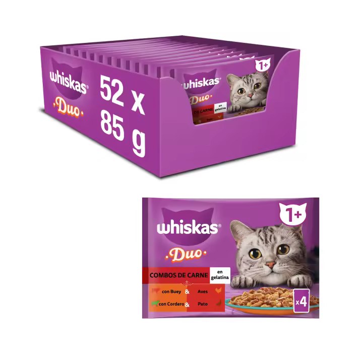 WHISKAS TASTY DUO COMBOS DE CARNE, 52x85g - 1