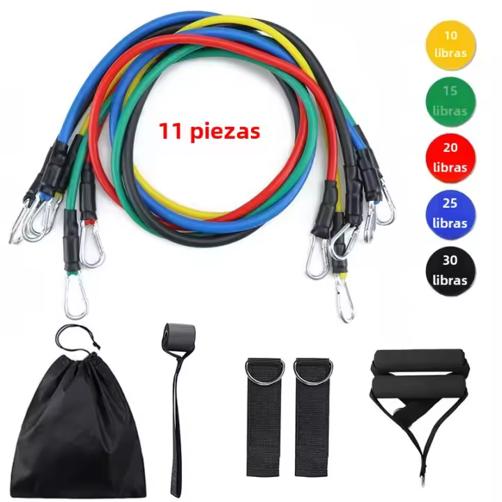 Set De 11 Piezas Bandas De Resistencia Para Ejercicio Portátil Equipo De Fitness Con Correa De Tobillo Expansor De Pecho Banda Elástica De Entrenamiento De Músculos Diferentes - 1