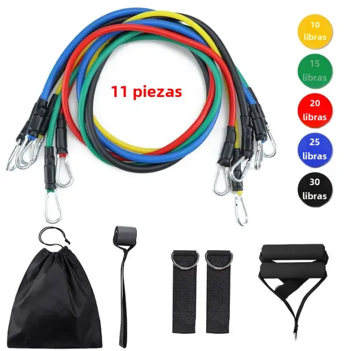 Set De 11 Piezas Bandas De Resistencia Para Ejercicio Portátil Equipo De Fitness Con Correa De Tobillo Expansor De Pecho Banda Elástica De Entrenamiento De Músculos Diferentes - 1