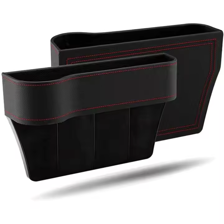 Caja de almacenamiento para espacio de asiento de coche de 2 piezas, caja de almacenamiento para espacio de asiento de coche izquierdo y derecho, organizador de almacenamiento de cuero PU a prueba de fugas - 1