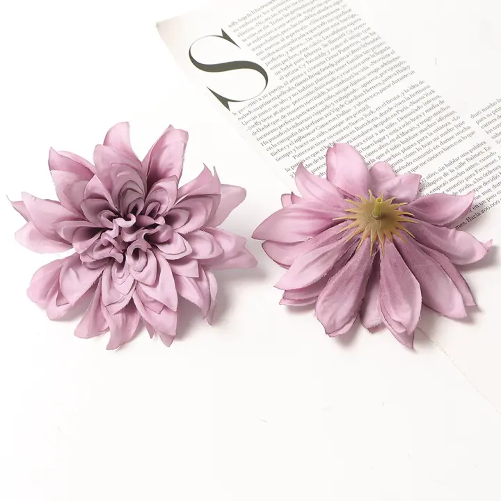5Pcs Cabezas De Flores Artificiales Dahlias Para Decoración De Navidad Hogar Y Habitaciones Bodas Y Murallas Accesorios De Flores Falsas - 1