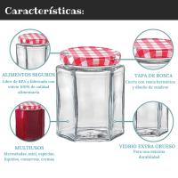 MundoTarros - Tarros de Cristal Hexagonales con Tapa Hermética de 95ml - Incluye Etiquetas - Aptos para Lavavajillas - Tarritos resistentes Ideales para Mermeladas, Miel, Especias, Cremas... Perfectos para Regalar - details 1